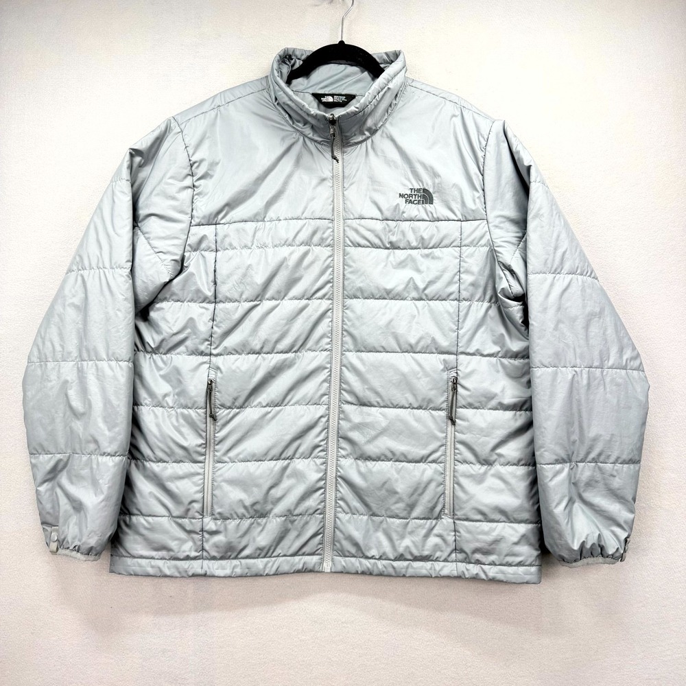 The North Face Insulated Bombay Puffer Jacket Mens XXL Silver Waterproof Zip Up